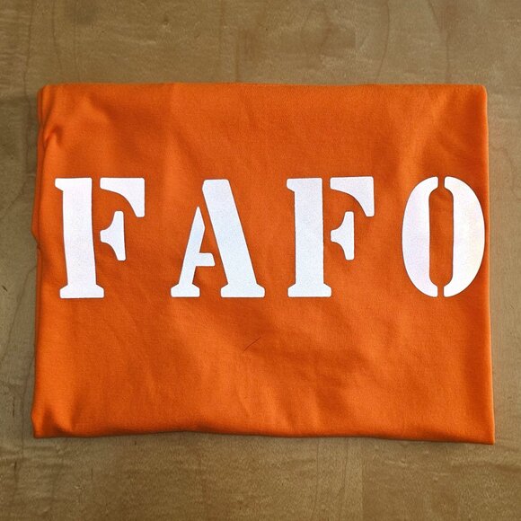"FAFO" Safety Orange Reflective Graphic T-Shirt - Picture 2 of 7
